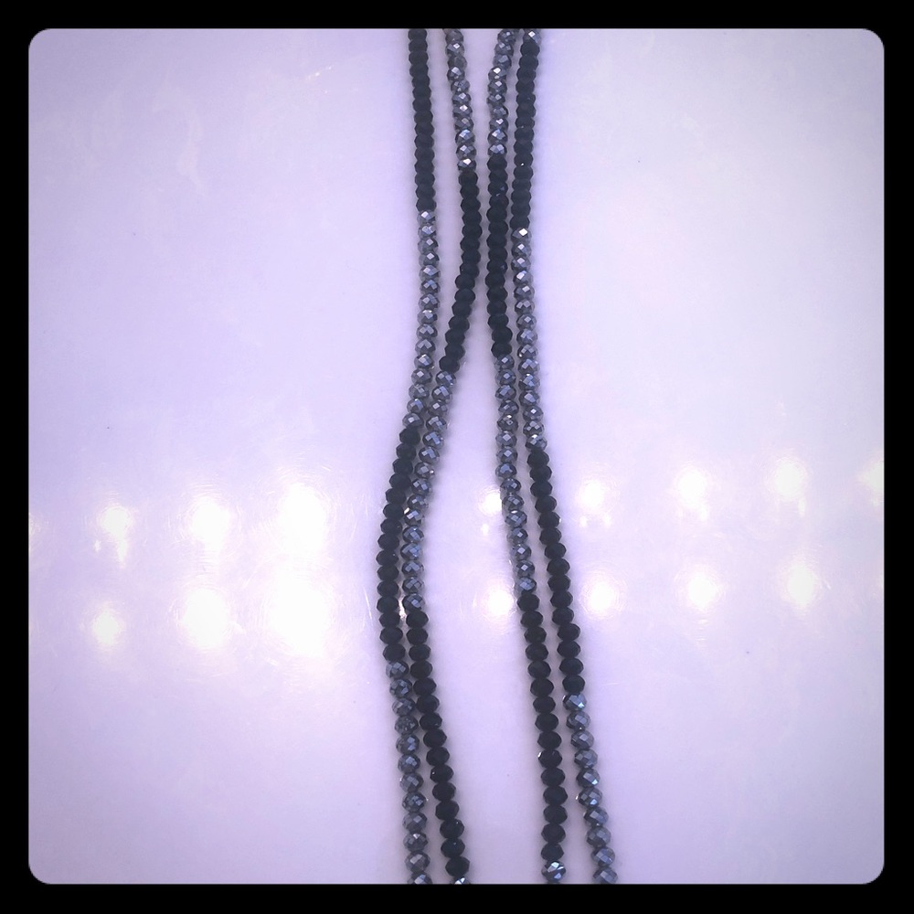 Black & Gray Sparkle Long Necklace